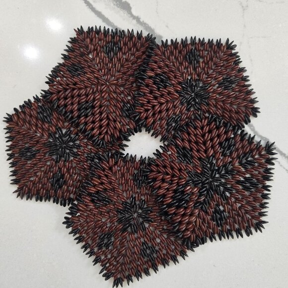 vintage Handcrafted Hawaiian Koa Seed Coasters Set Of 5 - Picture 9 of 16